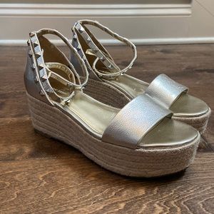 Marc Fisher gold espadrilles